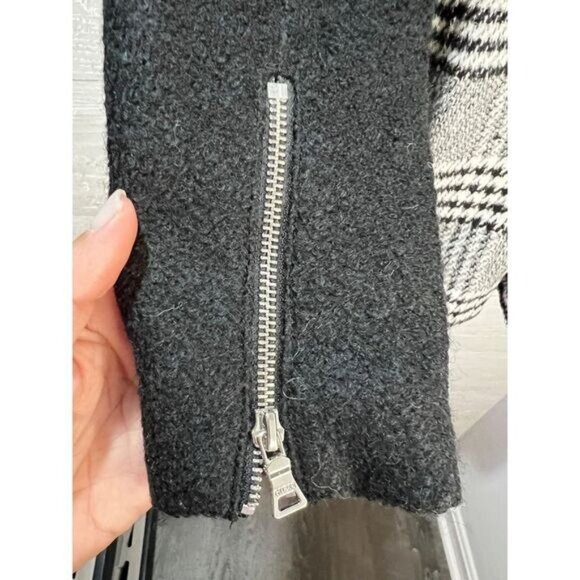 Guess‎ Plaid Houndstooth Wool Trench Coat Blazer Small - Picture 5 of 11